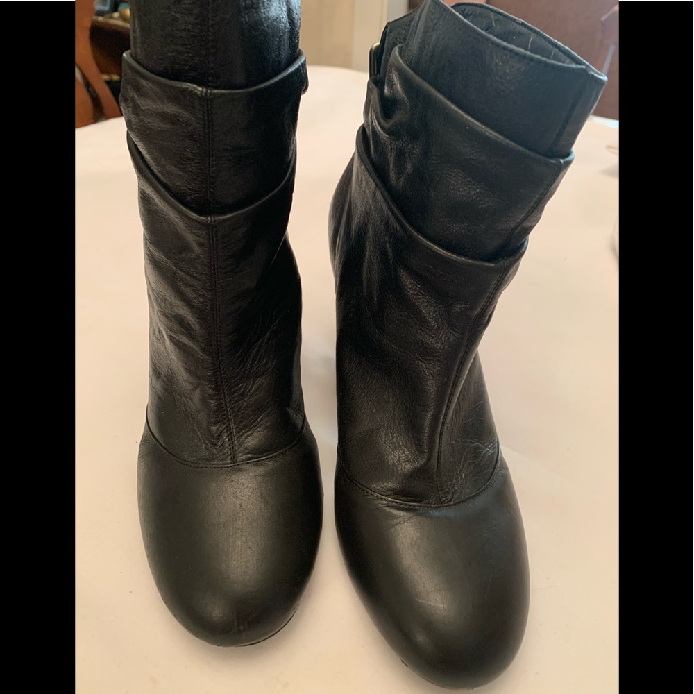 BCBG Paris Black Leather Booties